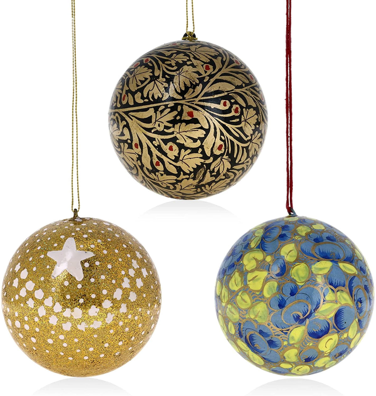 Ajuny Handmade Multicolor Paper Mache Balls Party Decoration Hanging Ornaments Decorative Christmas Home Office, 3 inches Set of 18