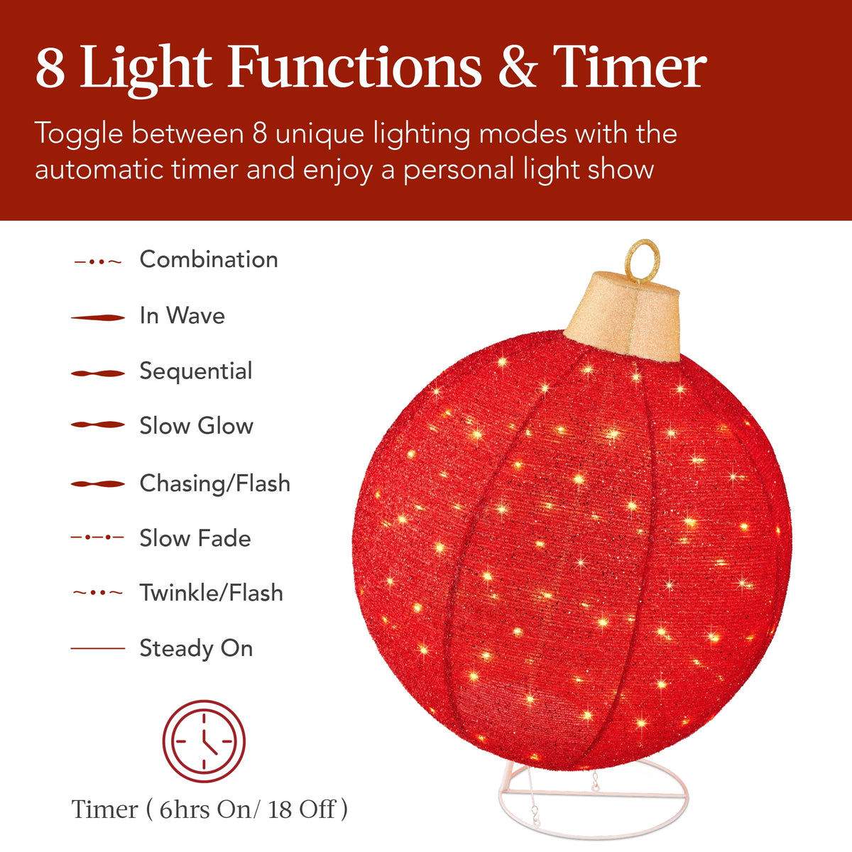  2pc Lighted Pop-Up Christmas Ornaments Outdoor Holiday Decoration w/ 180 LED Lights - Red/Green