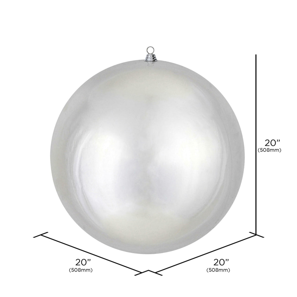 Vickerman 20" Giant Shiny Silver Ball Christmas Ornament, UV Resistant