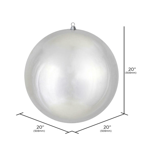 Vickerman 20" Giant Shiny Silver Ball Christmas Ornament, UV Resistant