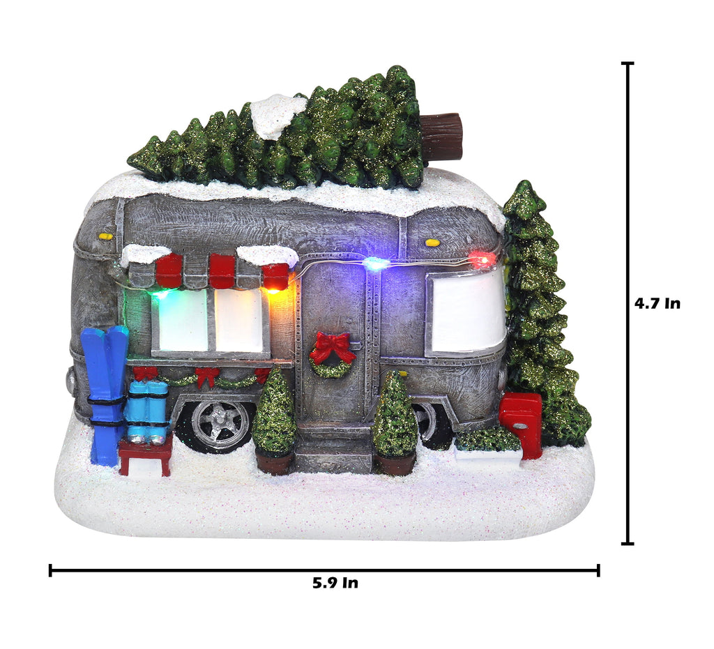 Christmas Village Tabletop RV Camper Pre-lit Winter Snow Village Perfect Addition to Your Christmas Indoor Home Decorations Great Centerpiece for Your Collection