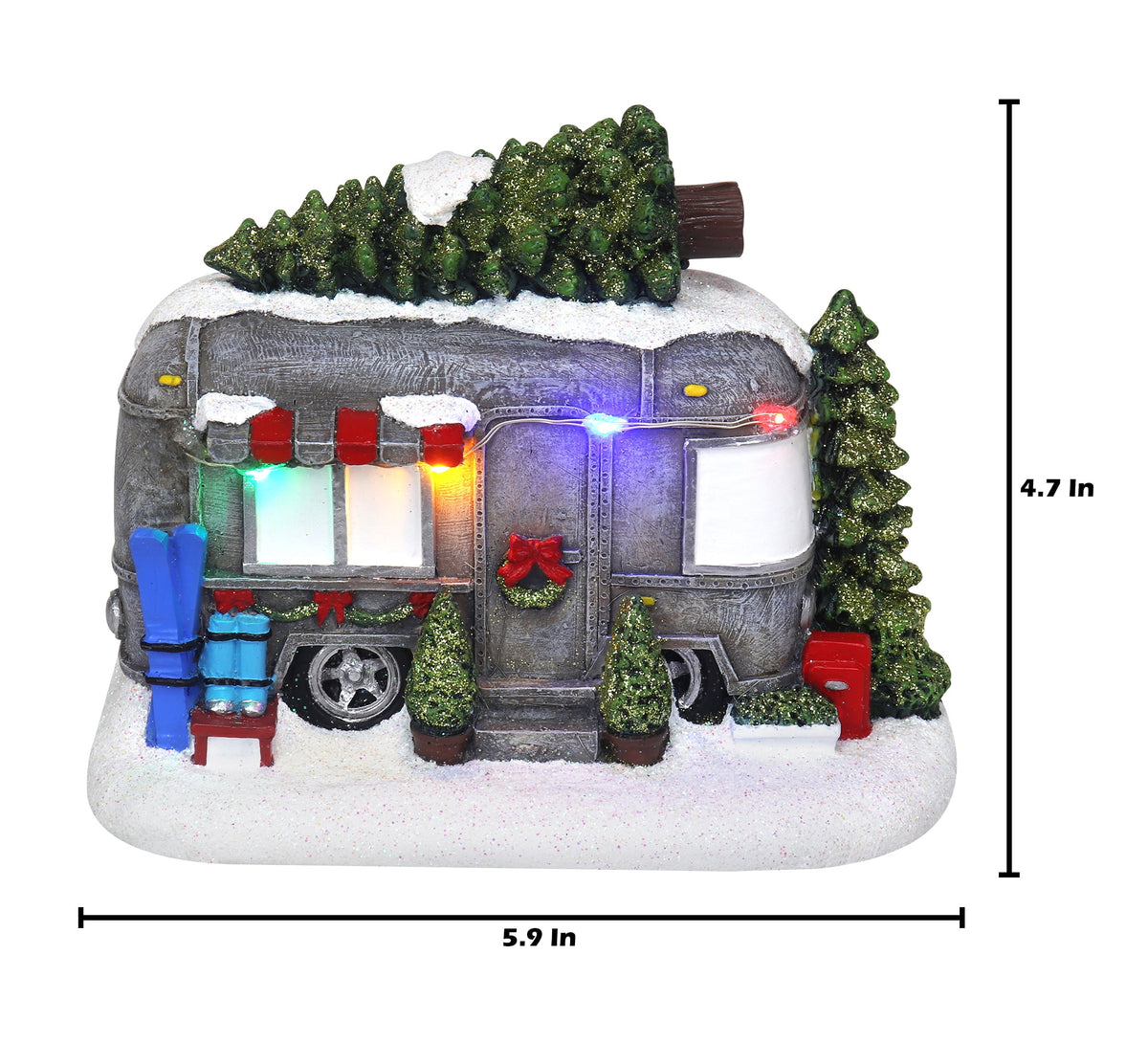 Christmas Village Tabletop RV Camper Pre-lit Winter Snow Village Perfect Addition to Your Christmas Indoor Home Decorations Great Centerpiece for Your Collection