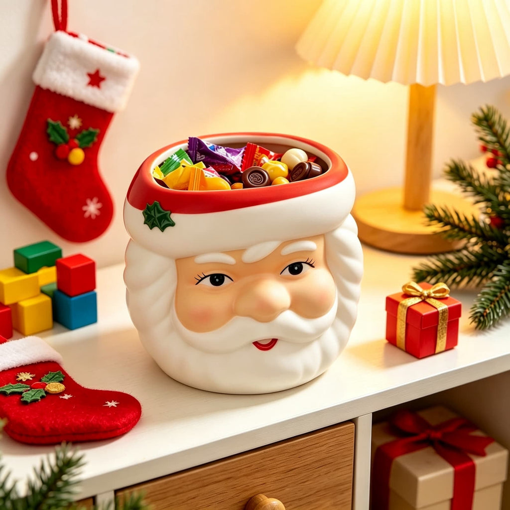 Clearance! 8" Christmas Blow Molds Santa Candy Bowl, Christmas Decorations Indoor Outdoor, Santa Claus Figurines
