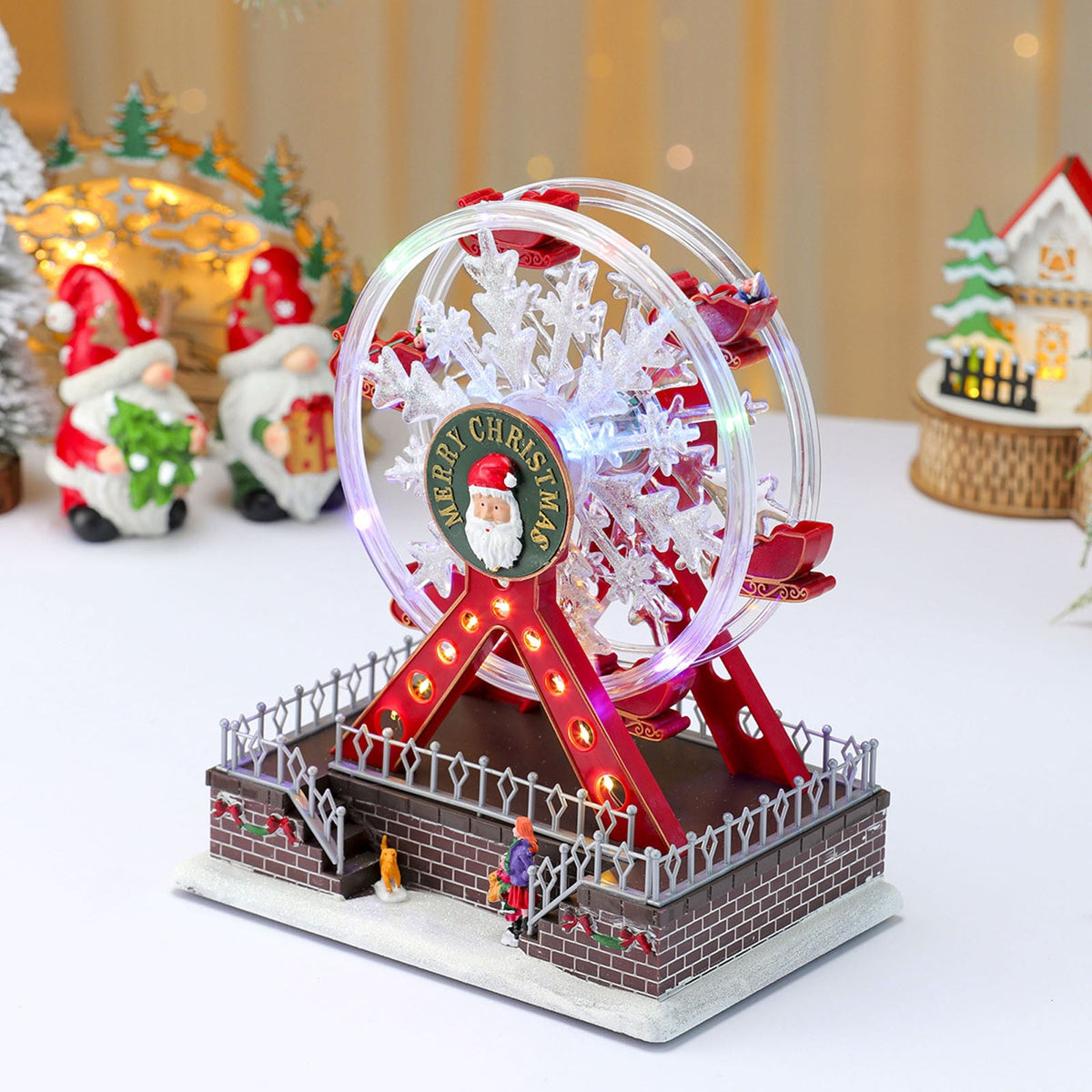 Fair Grand Ferris Wheel Musical Christmas Decoration, with LED Lights, Christmas Gifts Glowing Music Ferris Wheel, 15 Inch