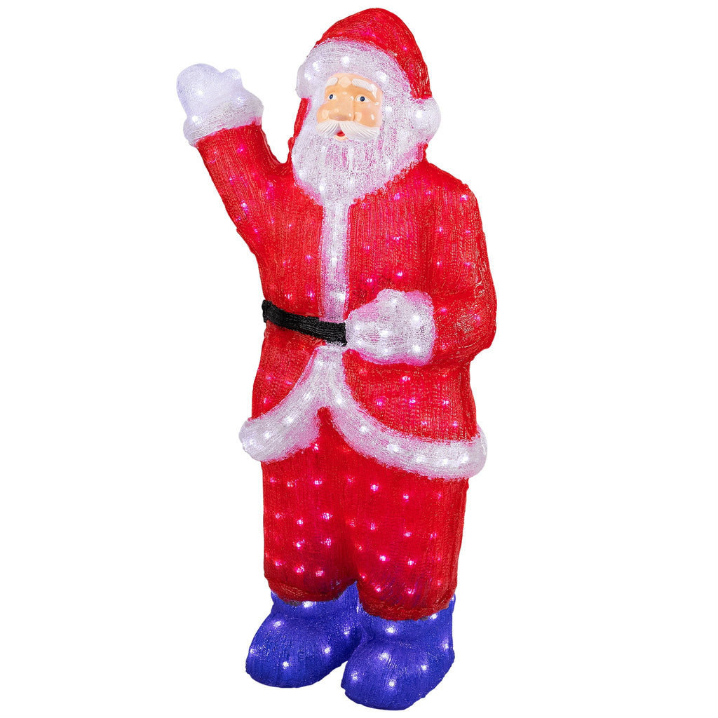 Northlight LED Lighted Waving Santa Claus Acrylic Commercial Grade Outdoor Christmas Decoration - 3'