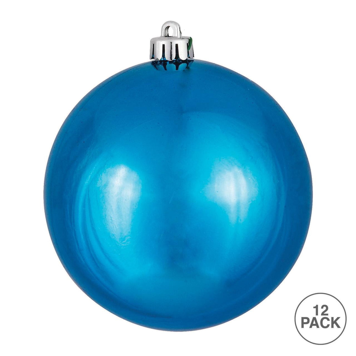 Vickerman 2.75" Christmas Ornament Ball, Turquoise Shiny Finish, Shatterproof Plastic, UV Resistant, Holiday Christmas Tree Decoration, 12 Pack