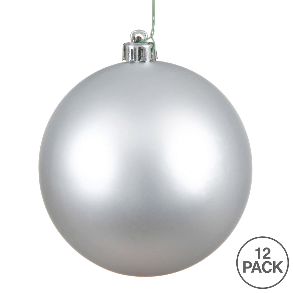 Vickerman 2.75" Christmas Ornament Ball, Silver Matte Finish, Shatterproof Plastic, UV Resistant, Holiday Christmas Tree Decoration, 12 Pack