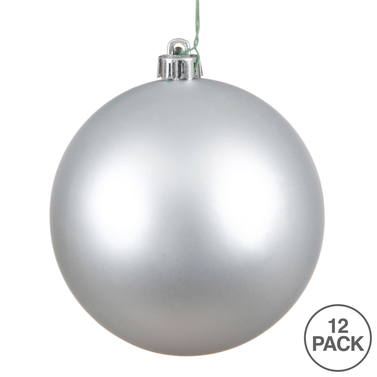 Vickerman 2.75" Christmas Ornament Ball, Silver Matte Finish, Shatterproof Plastic, UV Resistant, Holiday Christmas Tree Decoration, 12 Pack