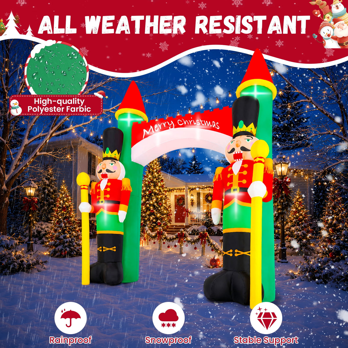 Yexmas 10FT Christmas Inflatable Archway, Blow Up Nutcracker Soldier Arch Decoration with Built-in LED, Xmas Outdoor Decor for Lawn Yard Garden Party Home Indoor Holiday