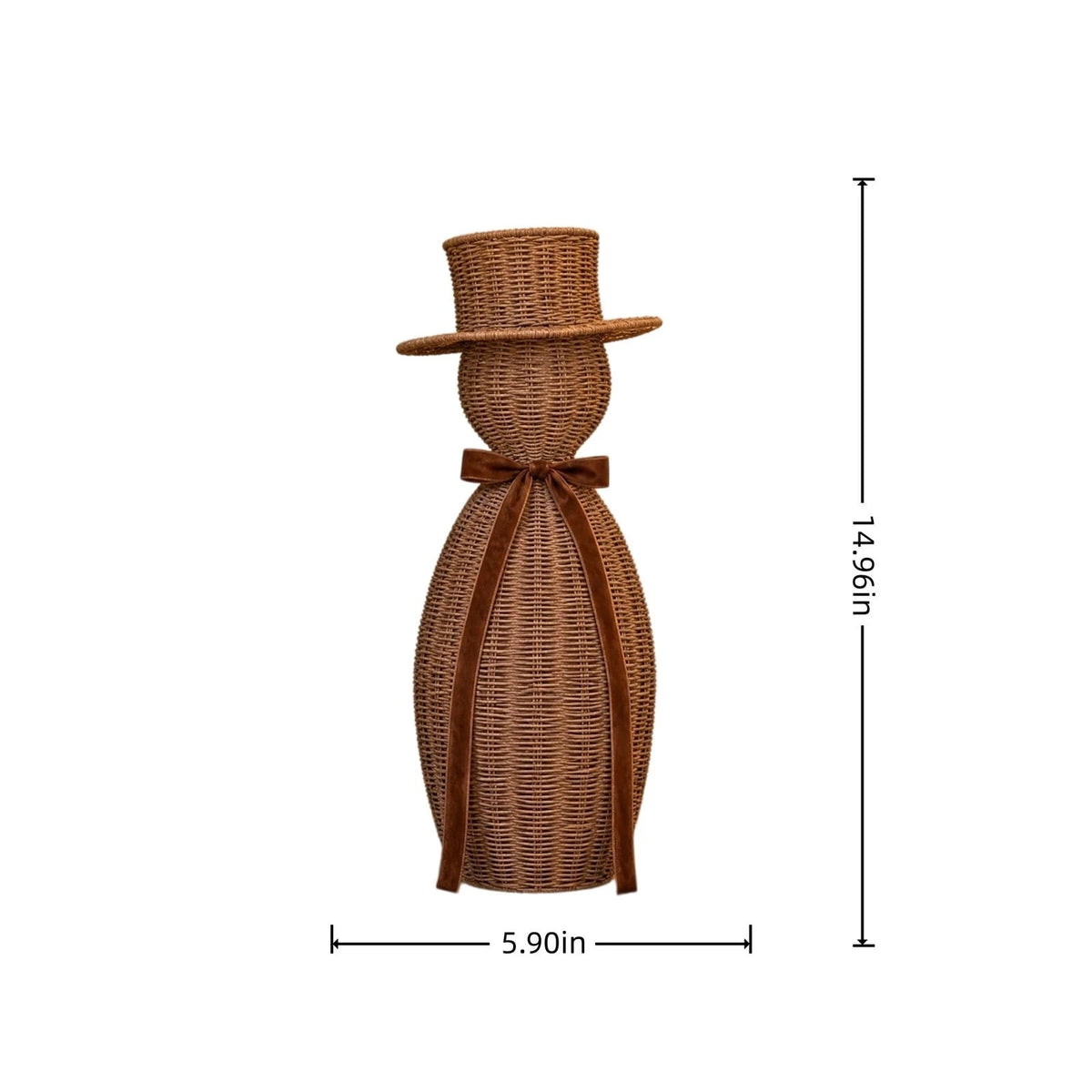 Clearance! Christmas Rattan Snowman with Bow, Christmas Winter Farmhouse Decor Gift, 14"