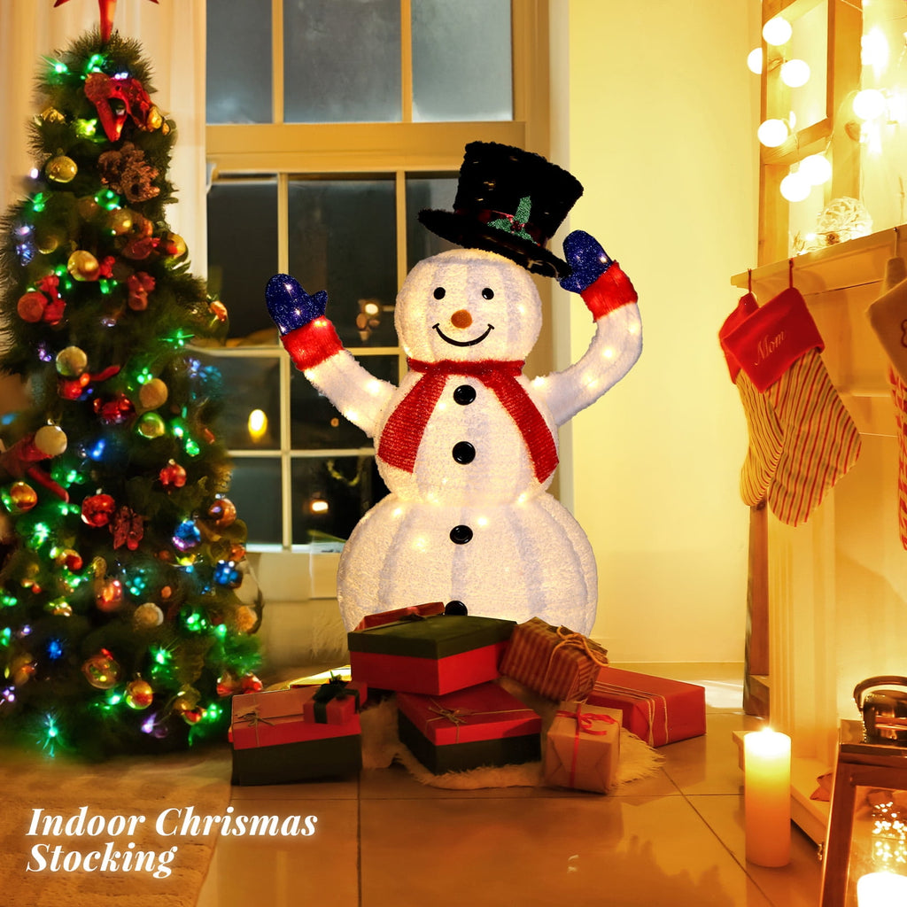 UBesGoo 4ft Lighted Pop-Up Snowman, Christmas Outdoor Decor Holiday Decoration w/ 120 LED Lights, Moving Hat