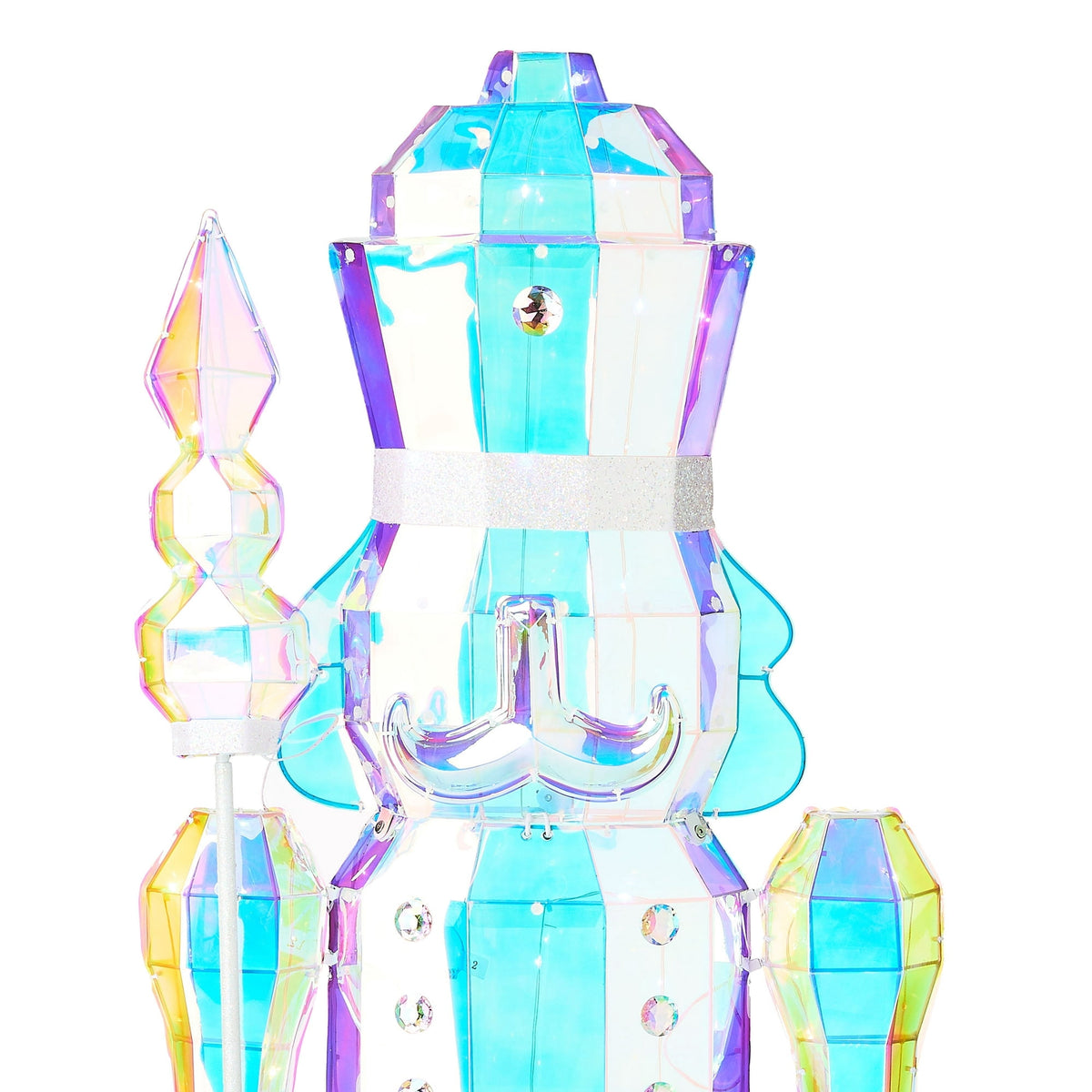 Light-Up Prismatic Nutcracker Indoor/Outdoor Christmas Decoration, Iridescent, 6ft
