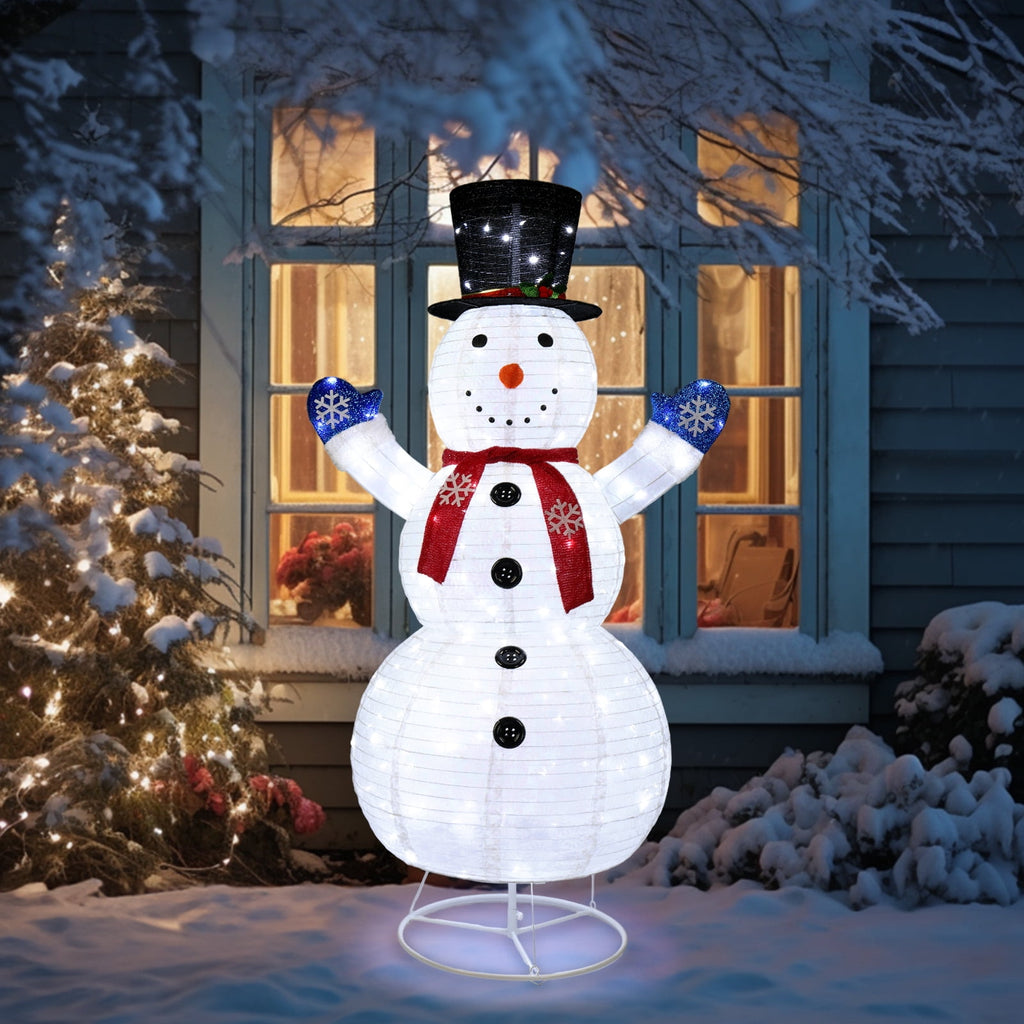UBesGoo 6ft Lighted Pop-Up Snowman, Christmas Outdoor Decor Holiday Decoration w/ 120 LED Lights,Hat,Scarf
