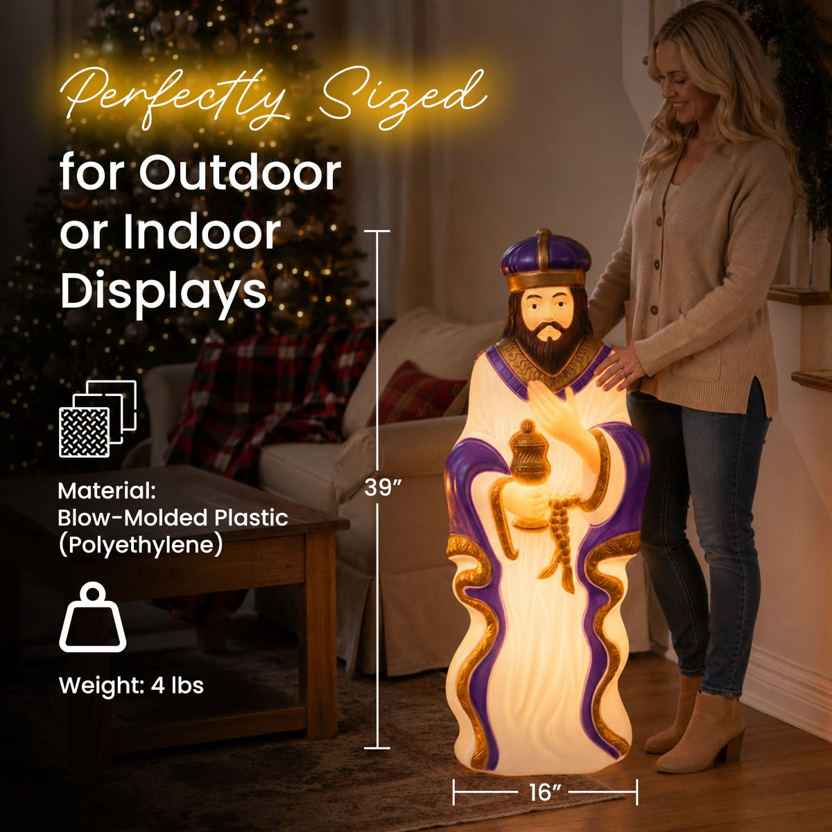 Union Products 74130 39 Inch LED Wiseman #2 Blow Mold Lighted Christmas Decoration