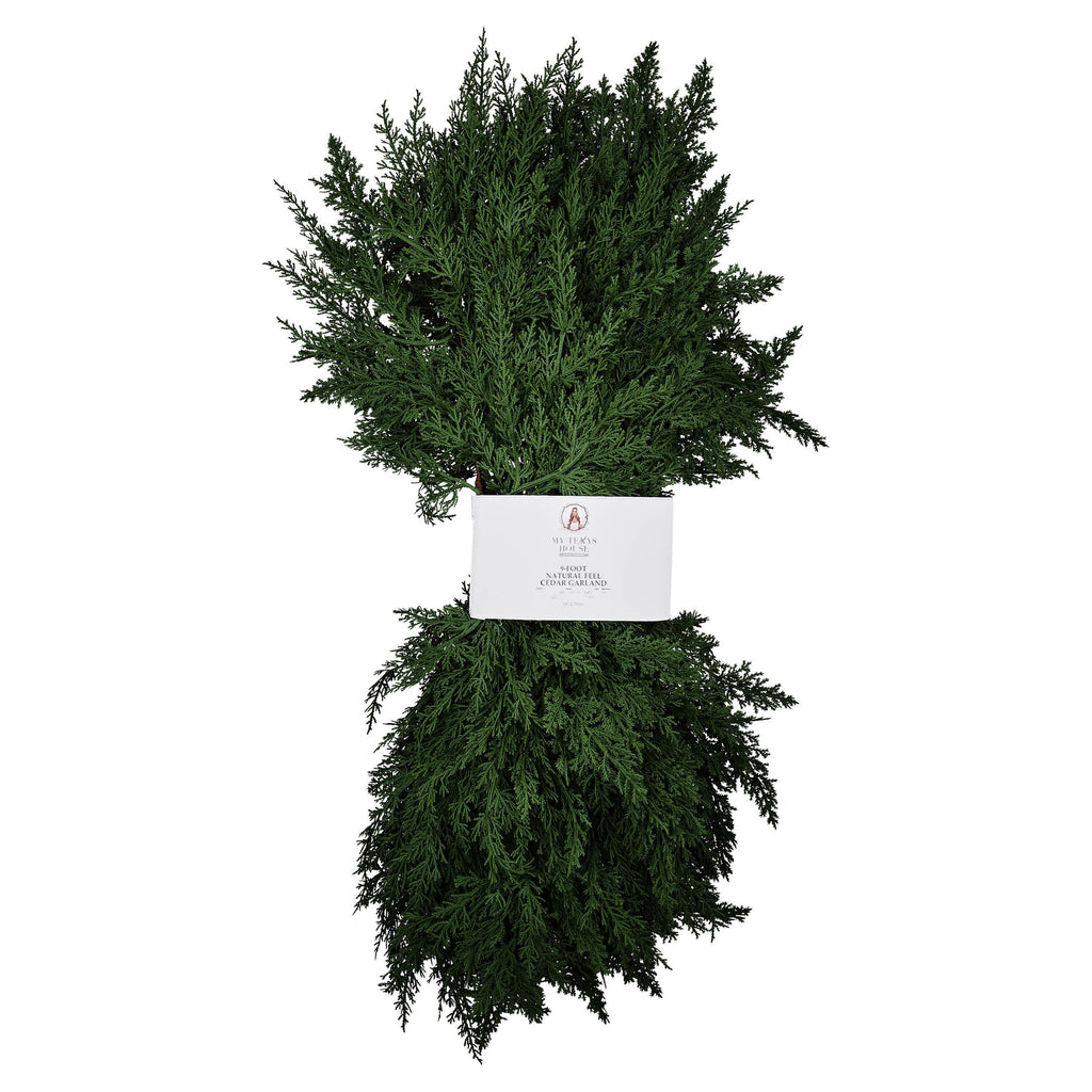  Natural Feel Cedar Unlit Artificial Christmas Garland, Green, 9'