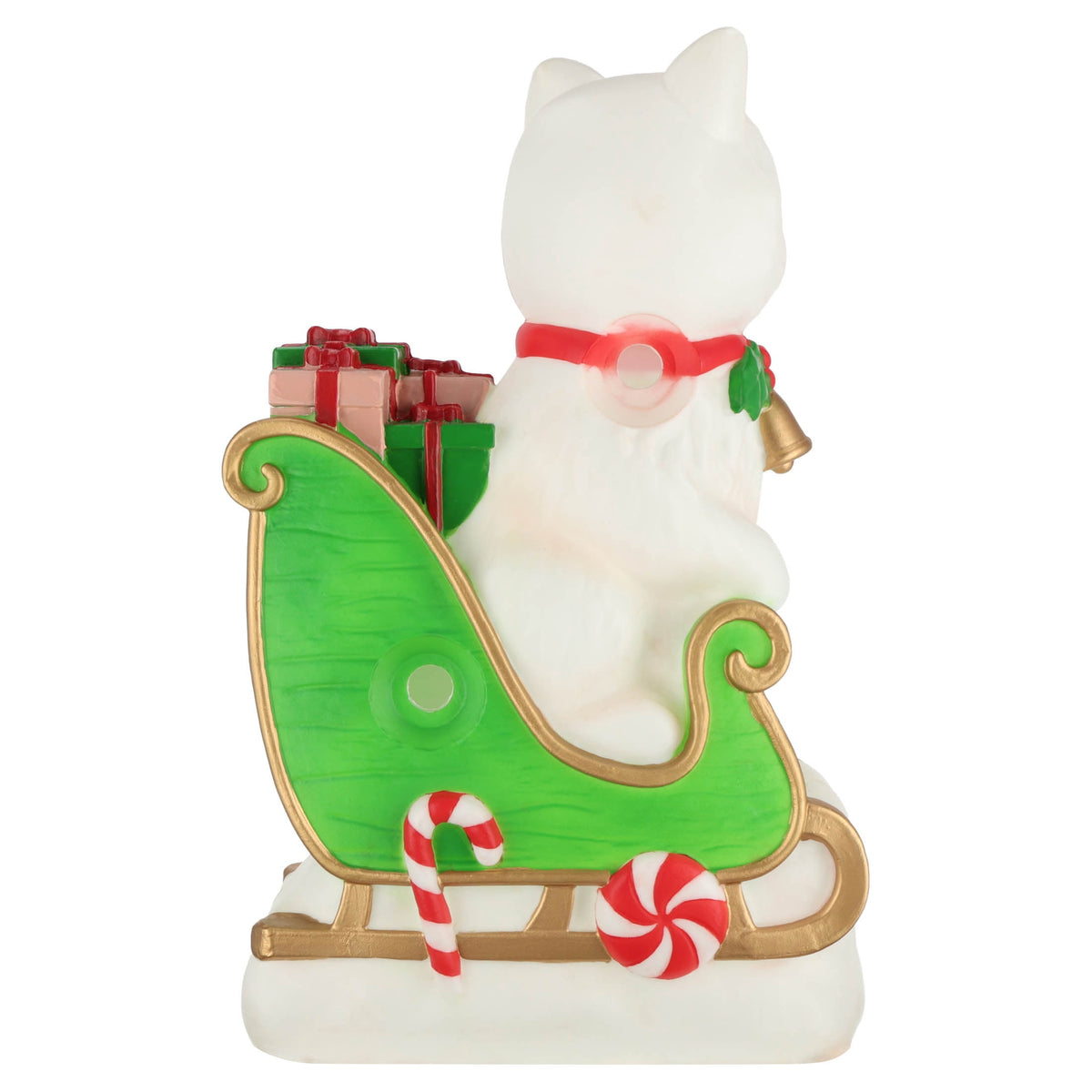 Lighted Blow Mold Cat in Sleigh Indoor/Outdoor Christmas Decoration, Multicolor, 24", by 