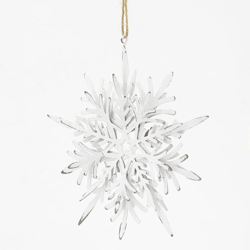 Iron Snowflake Hanger, Decorative Hanging Ball Christmas Tree Ornaments for Holiday Party Decorations, Set of 6, 6.1"x1.8"x6.3"