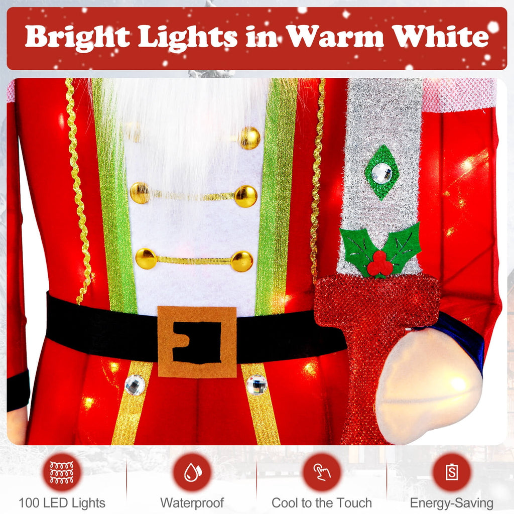 Costway 1 PCS 5 FT Lighted Nutcracker Soldier Outdoor Christmas Decoration with Glitter Sword