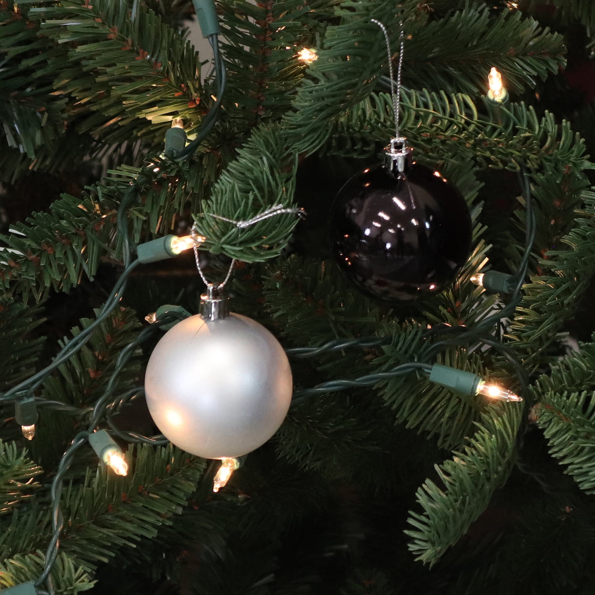 Sunnydaze Modern Holiday Black/Silver Plastic Christmas Ornament Balls, 50 Count