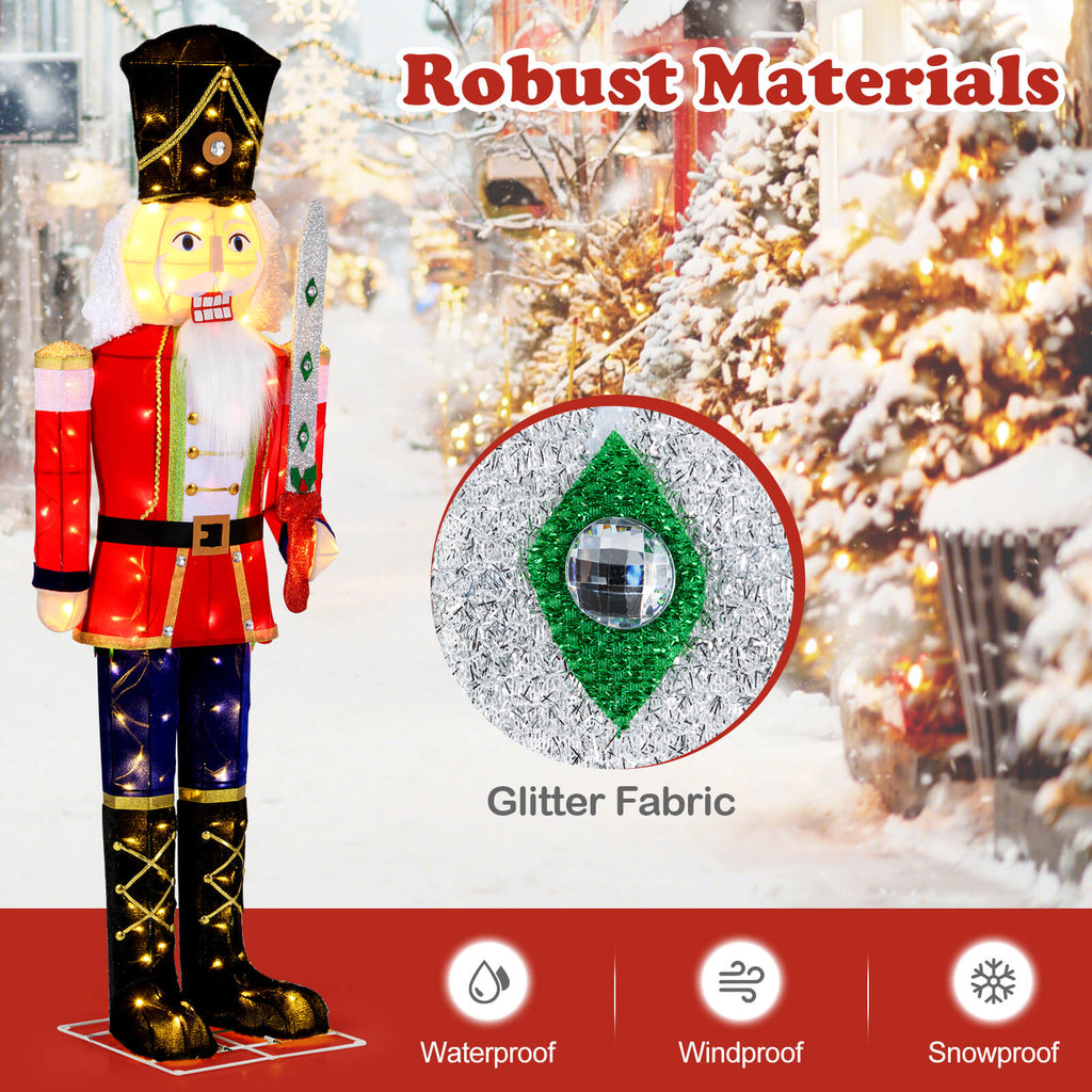 Costway 1 PCS 5 FT Lighted Nutcracker Soldier Outdoor Christmas Decoration with Glitter Sword