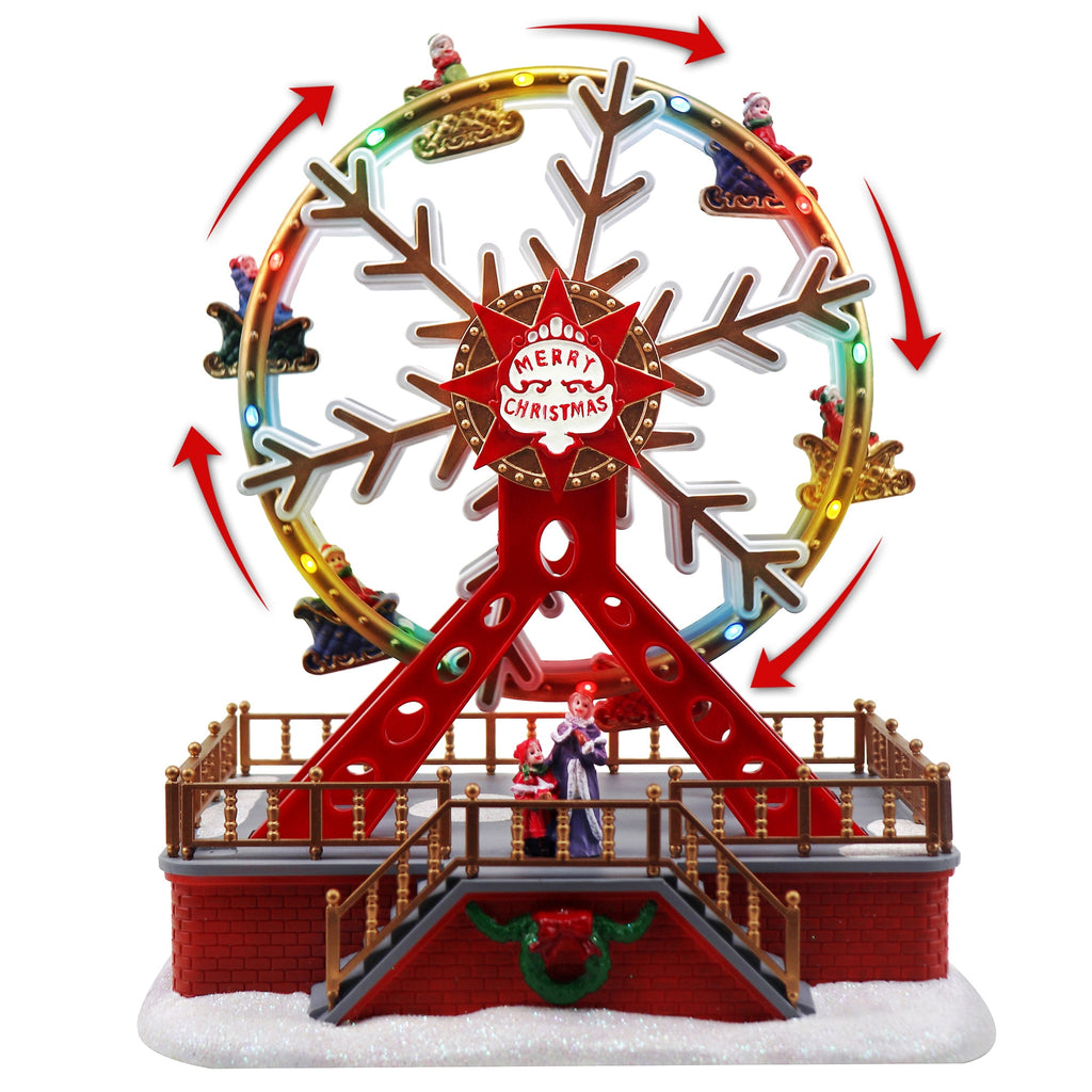 Christmas Ferris Wheel Animated Pre-lit Musical Christmas Village Perfect addition to your Carnival Christmas Decorations & Snow Village Displays 11 in