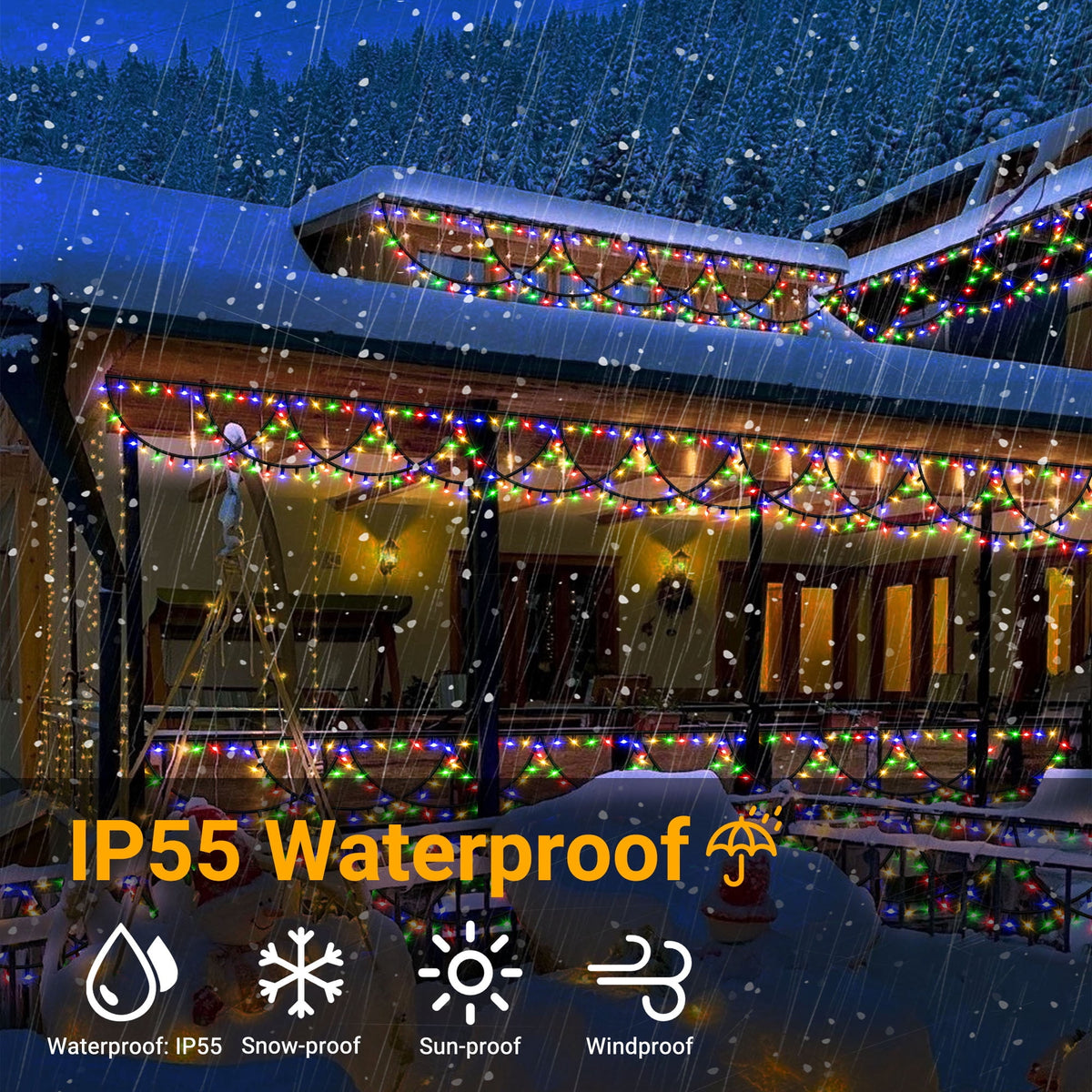 VOLIVO 80FT 720 LED Multicolor Icicle String Lights, Waterproof Outdoor Hanging Lights for Patio, Garden, Balcony, Pergola, Backyard, Party and Home Decorations