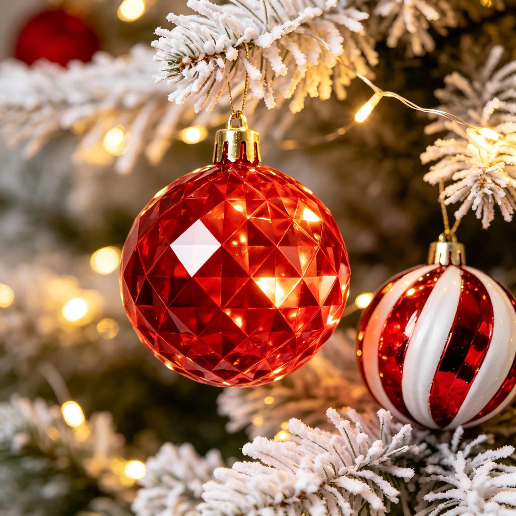 Sddec 18PCS Christmas Balls Ornaments, Shatterproof Plastic, Hanging Strings, for Xmas Tree Wedding Holiday Party Home Decor (Red & Gold)