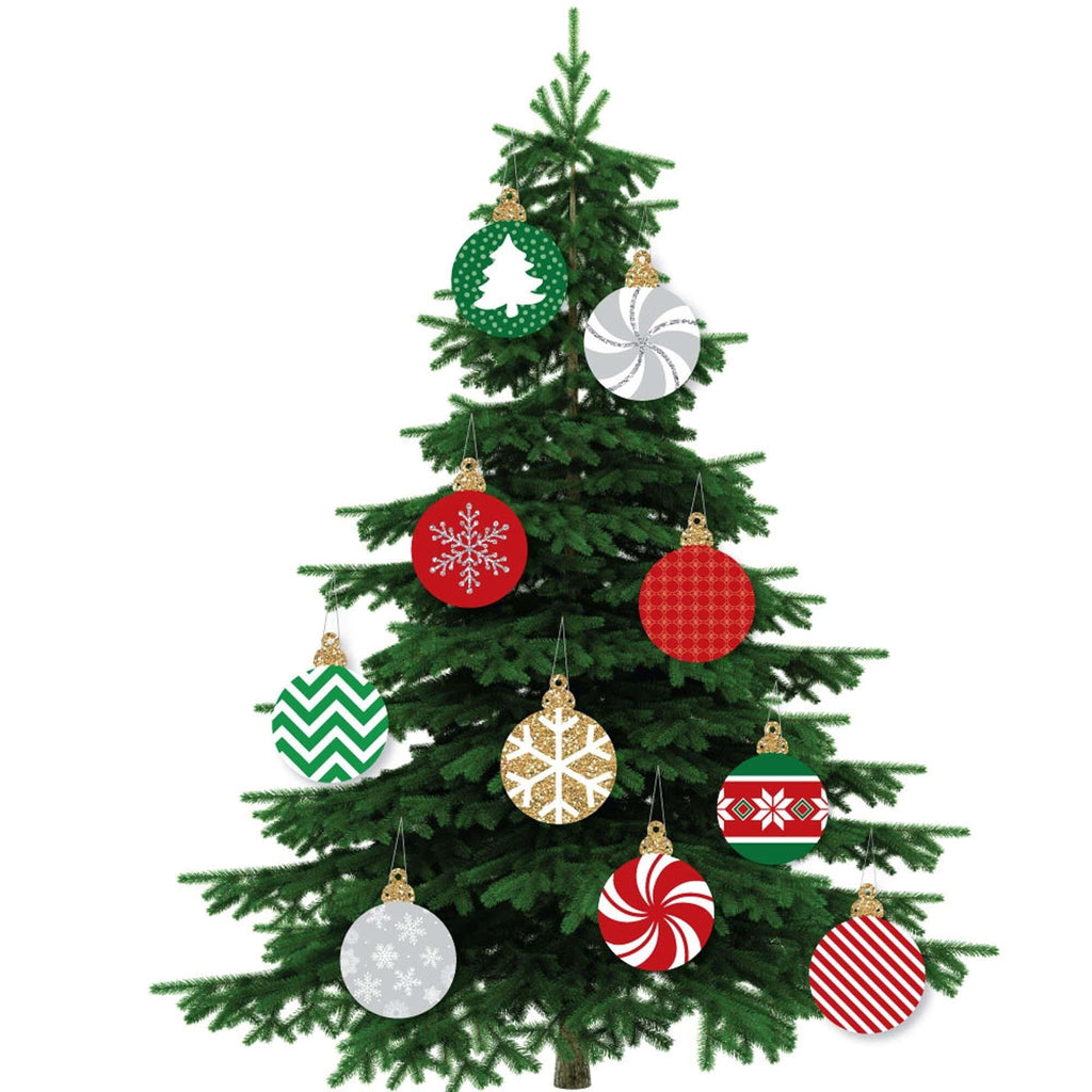 Big Dot of Happiness Hanging Ornaments - Outdoor Holiday and Christmas Hanging Porch & Tree Yard Decorations - 10 Pieces