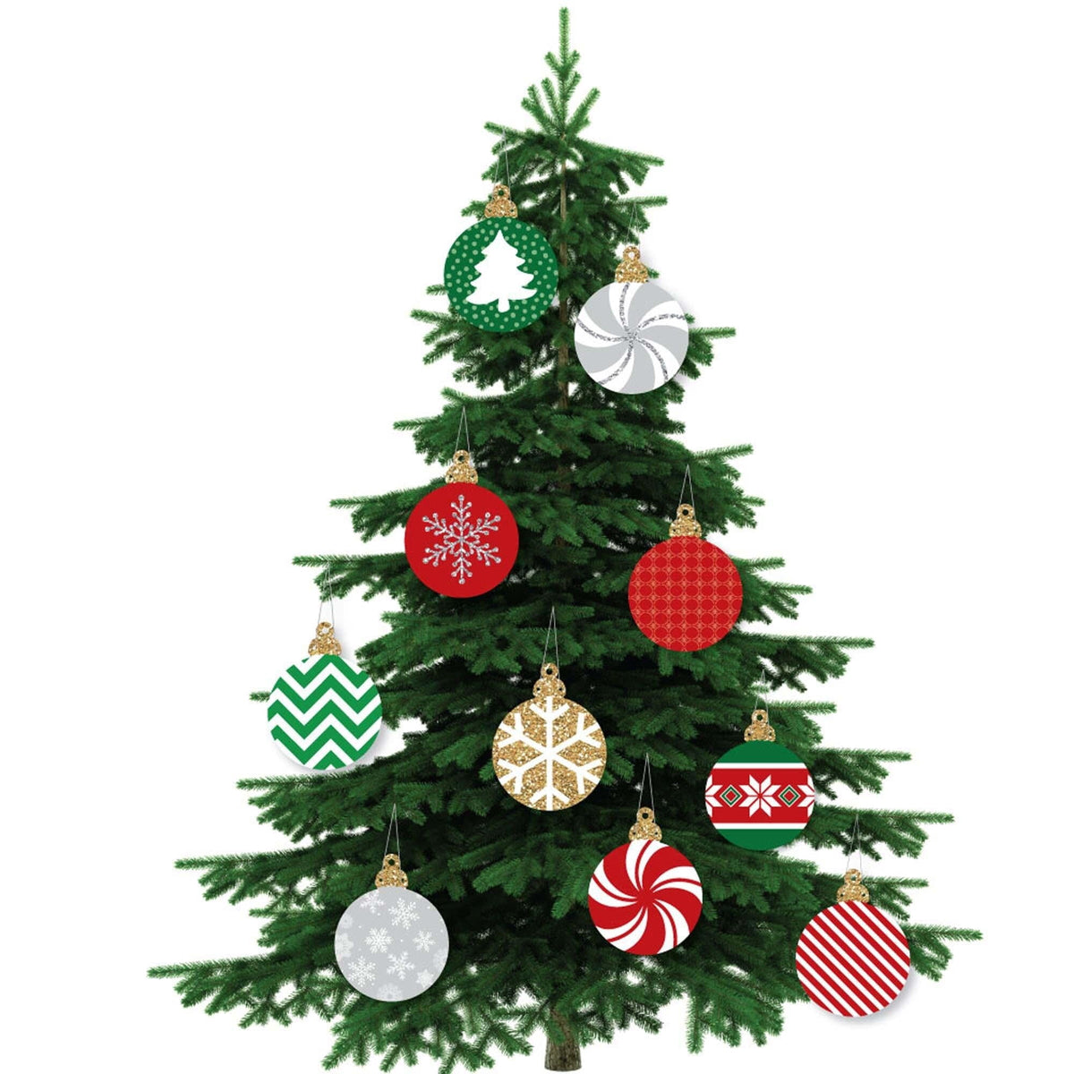 Big Dot of Happiness Hanging Ornaments - Outdoor Holiday and Christmas Hanging Porch & Tree Yard Decorations - 10 Pieces