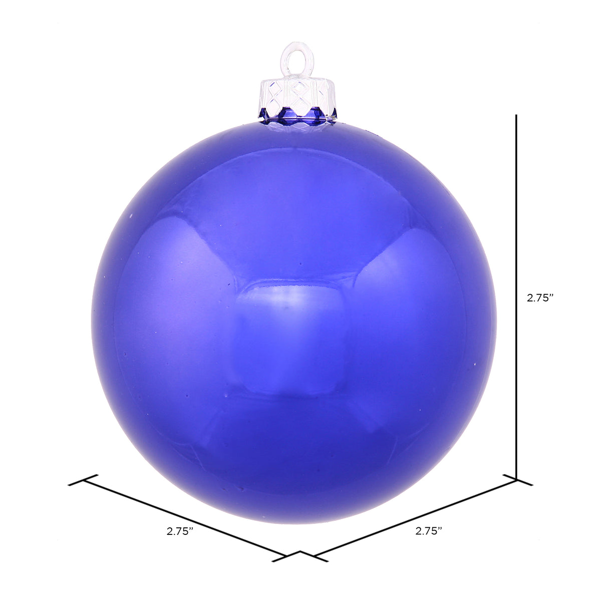 Vickerman 2.75" Christmas Ornament Ball, Cobalt Blue Shiny Finish, Shatterproof Plastic, UV Resistant, Holiday Christmas Tree Decoration, 12 Pack