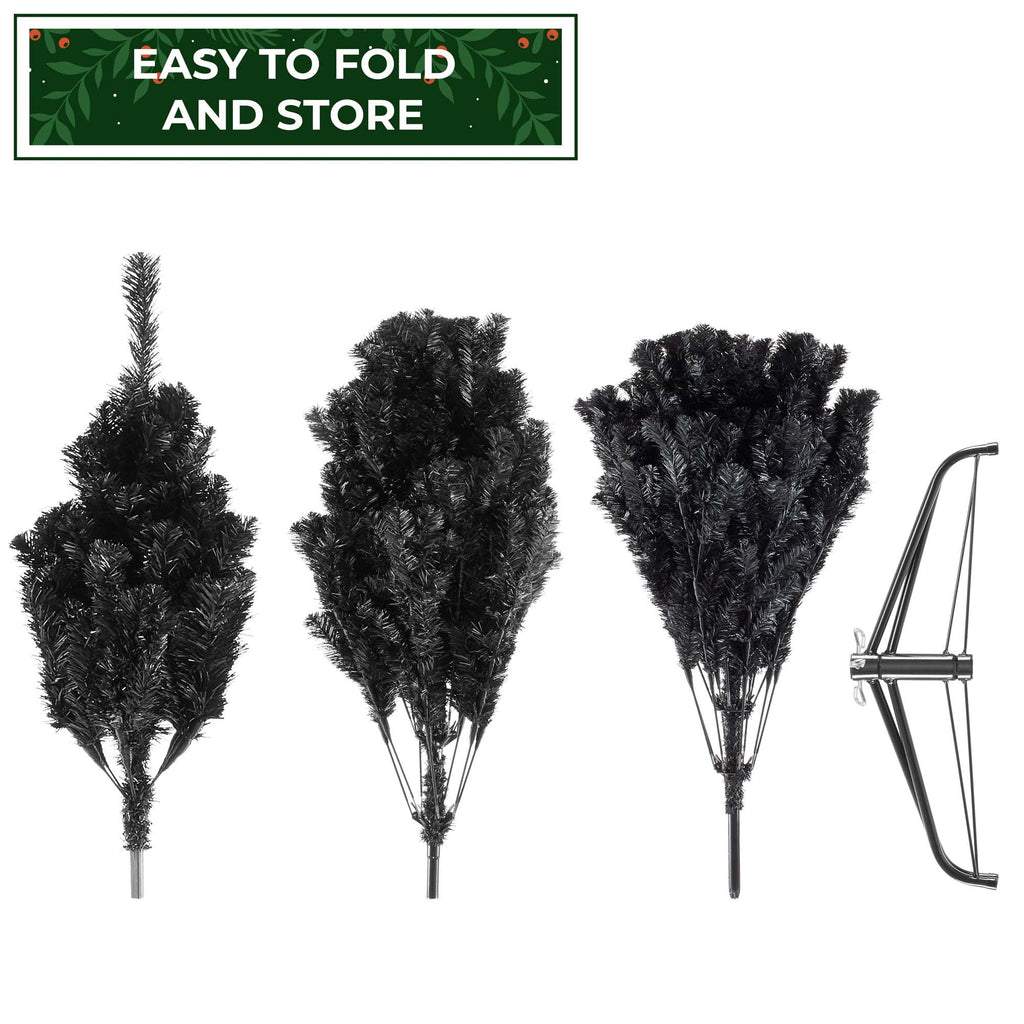 6FT Black Spruce Artificial Holiday Christmas Tree with Sturdy Metal Stand