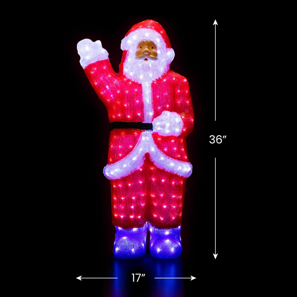 Northlight LED Lighted Waving Santa Claus Acrylic Commercial Grade Outdoor Christmas Decoration - 3'