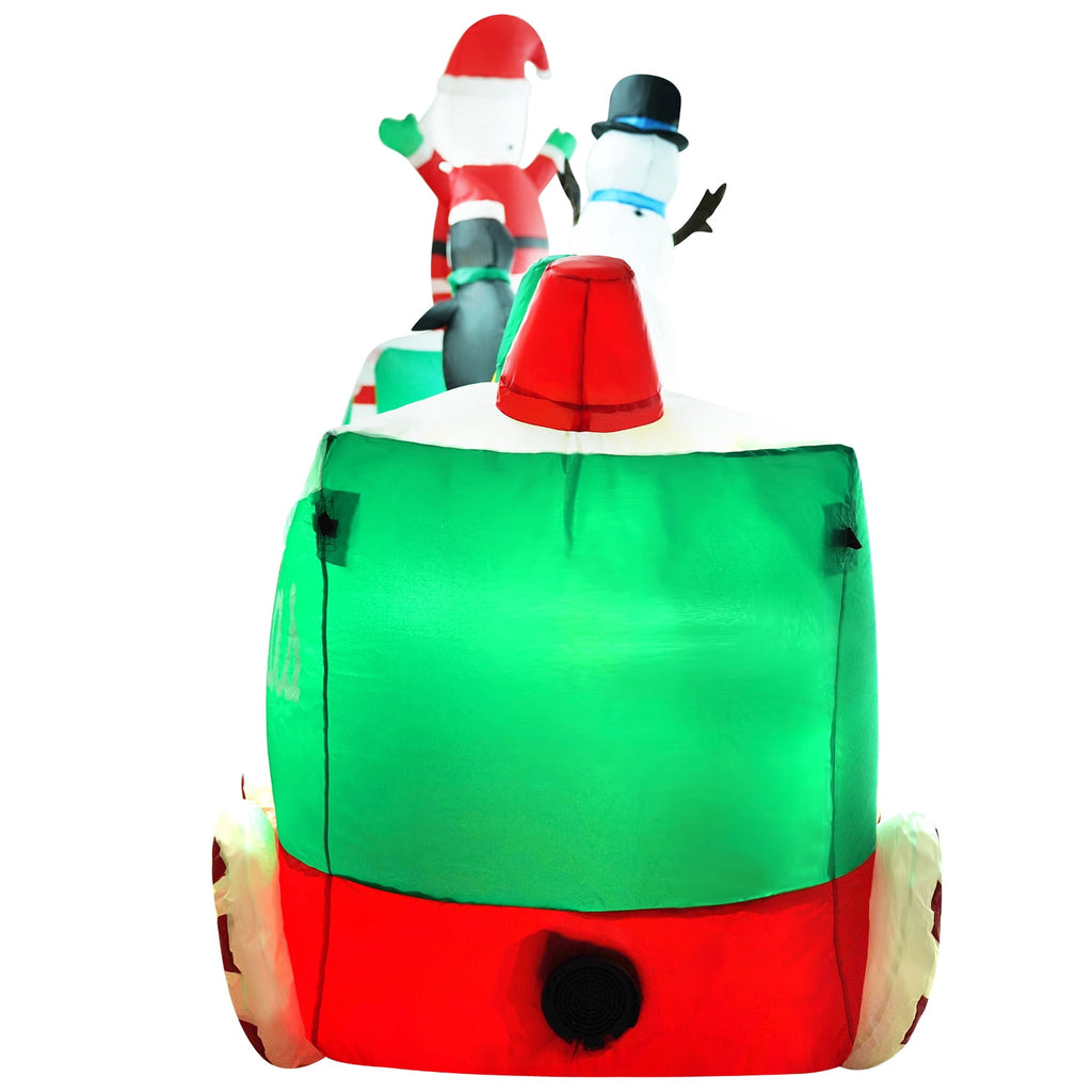 Yexmas 10.5ft Christmas Inflatable Train with Santa Snowman Penguin Dinosaur Corner Outdoor Lights Decorations for Holiday Decorations,Christmas Parties,Yard,Garden and Lawn