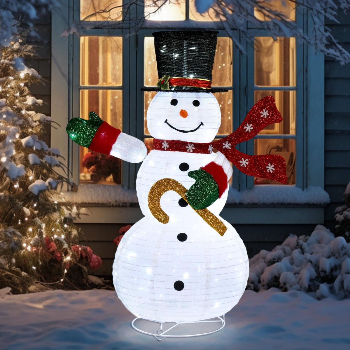 iTopRoad Lighted Snowman,Christmas Snowman Outdoor Indoor Home Decor Holiday Decoration with 100 LEDs,4Ft