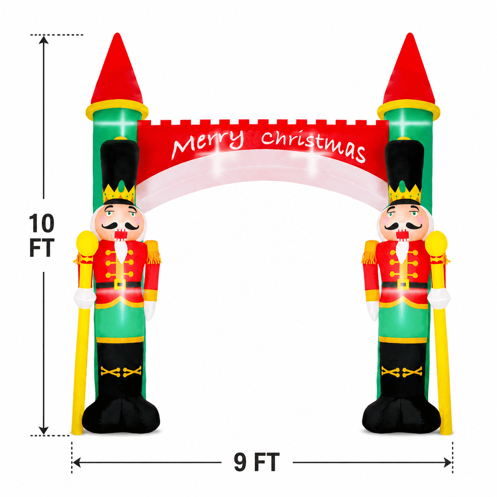 Yexmas 10FT Christmas Inflatable Archway, Blow Up Nutcracker Soldier Arch Decoration with Built-in LED, Xmas Outdoor Decor for Lawn Yard Garden Party Home Indoor Holiday