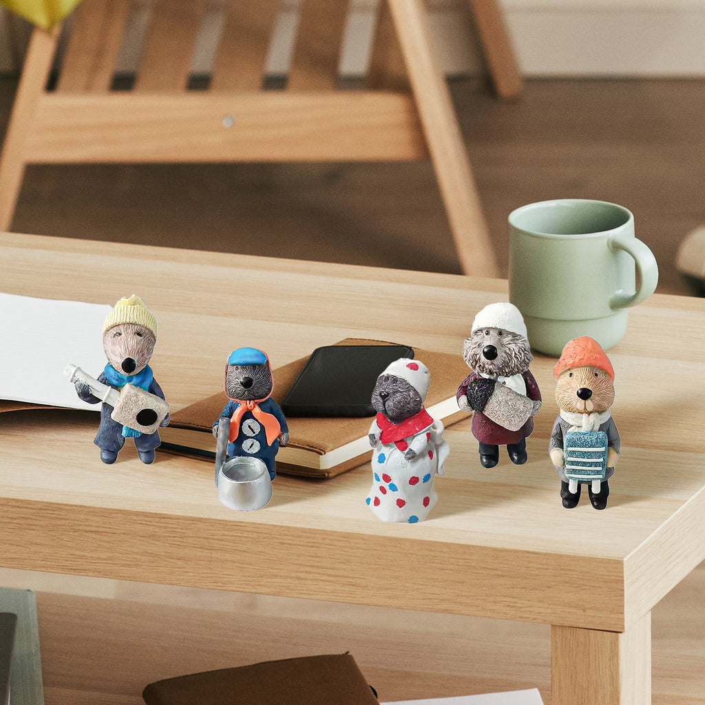 5-Piece Resin Otter Band Figurines Animal Musician Christmas Decorations for Tabletop Shelf Mantel Home Decor