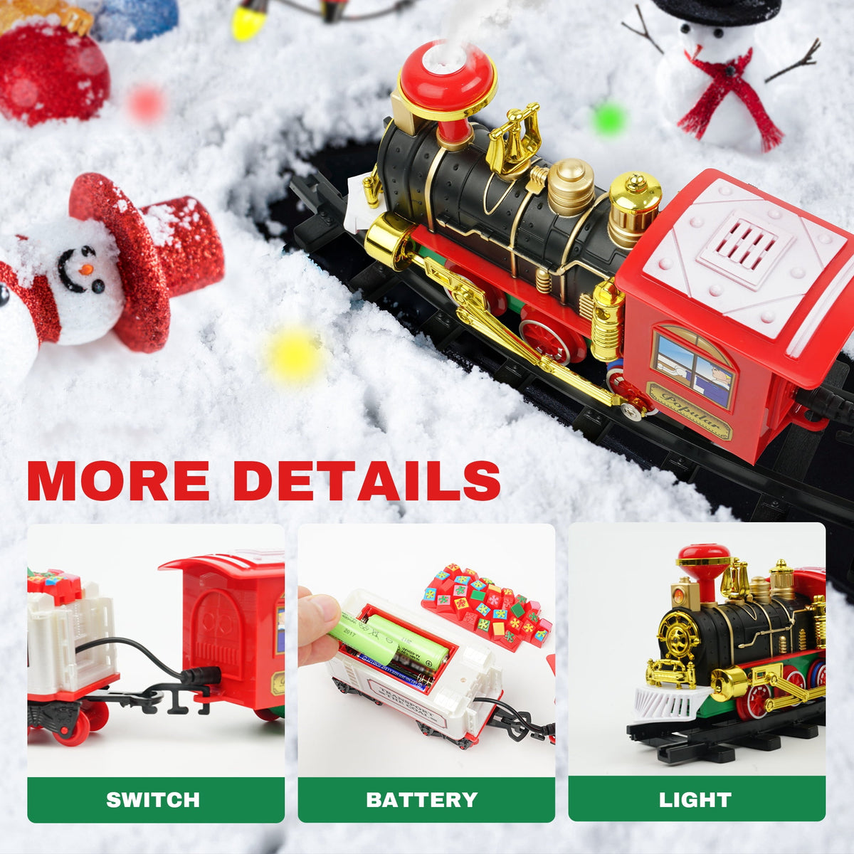 YCFUN Christmas Tree Train Set, Electric Hanging Train Toy with Light & Sound, Battery Operated Christmas Train Decoration