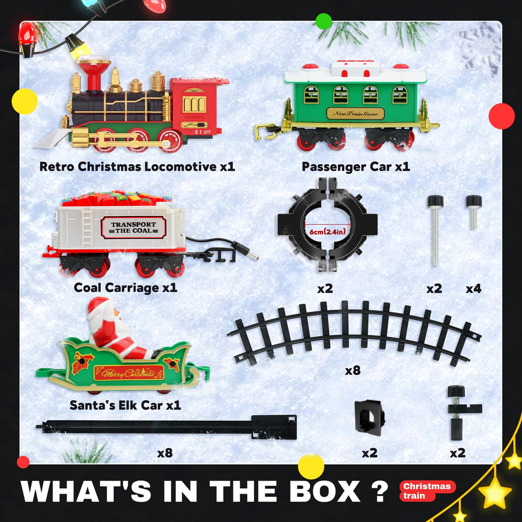 YCFUN Christmas Tree Train Set, Electric Hanging Train Toy with Light & Sound, Battery Operated Christmas Train Decoration