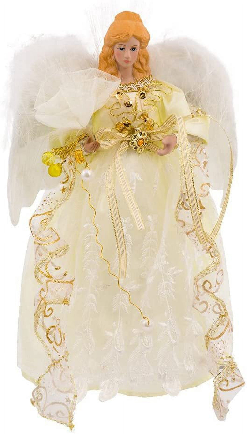 Kurt Adler LED Angel Treetop, 12" Pre-Lit Christmas Tree Decoration