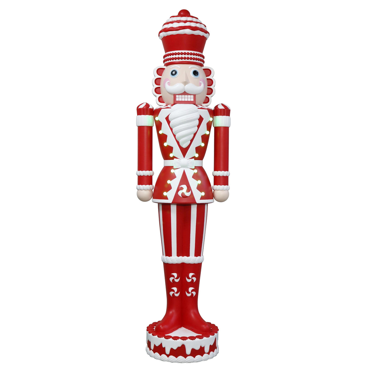 Lighted Blow Mold Candy Nutcracker Indoor/Outdoor Christmas Decoration, Red and White, 72", by 