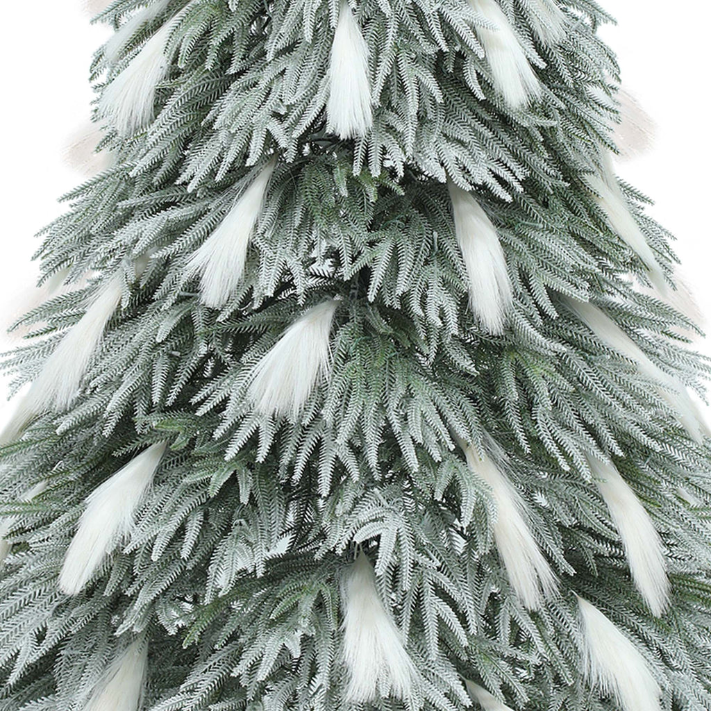 Dextrus 6ft Pre-Lit Flocked Natural Drooping Pampas Christmas Tree with 30 Feathers,Holiday Decoration Christmas Tree with 355 Branch Tips and 400 Lights, for Home, Office, and Party Decor