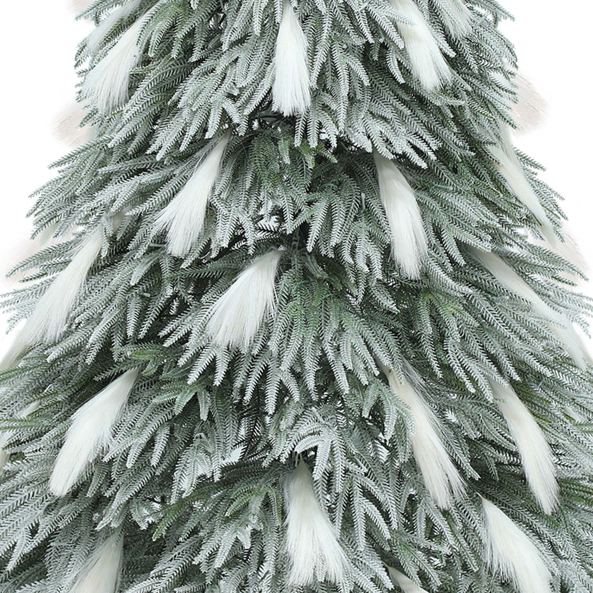 Dextrus 6ft Pre-Lit Flocked Natural Drooping Pampas Christmas Tree with 30 Feathers,Holiday Decoration Christmas Tree with 355 Branch Tips and 400 Lights, for Home, Office, and Party Decor