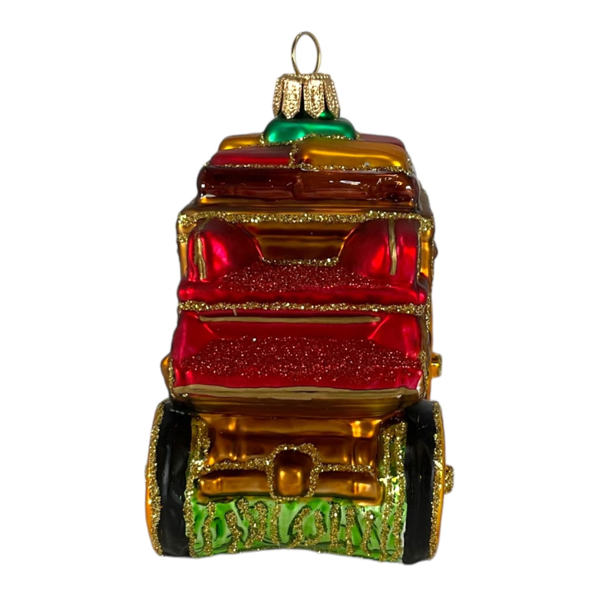 Western Stage Coach Wagon Polish Mouth Blown Glass Christmas Ornament Decoration
