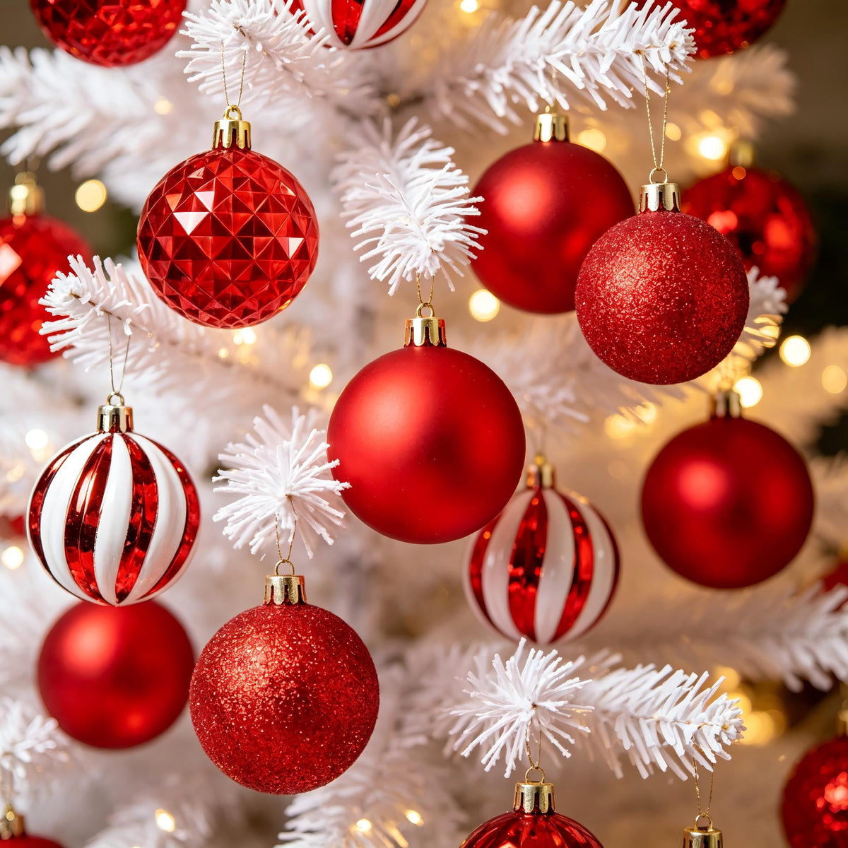 Sddec 18PCS Christmas Balls Ornaments, Shatterproof Plastic, Hanging Strings, for Xmas Tree Wedding Holiday Party Home Decor (Red & Gold)