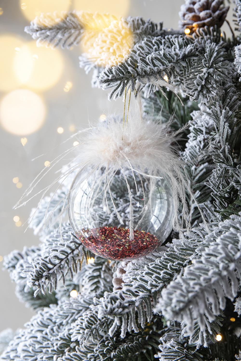 Set of 6 Christmas Ball Ornaments, Glass Decorative Hanging Ball Christmas Tree Ornaments for Holiday Party Decorations, D3.9"