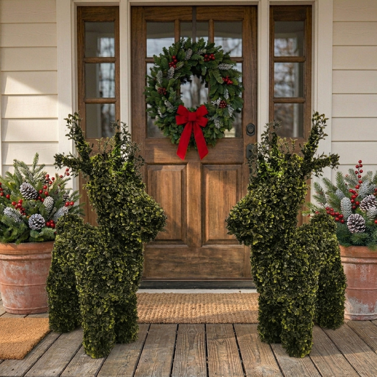  Boxwood Deer Topiary Christmas Decoration, Green, 29"