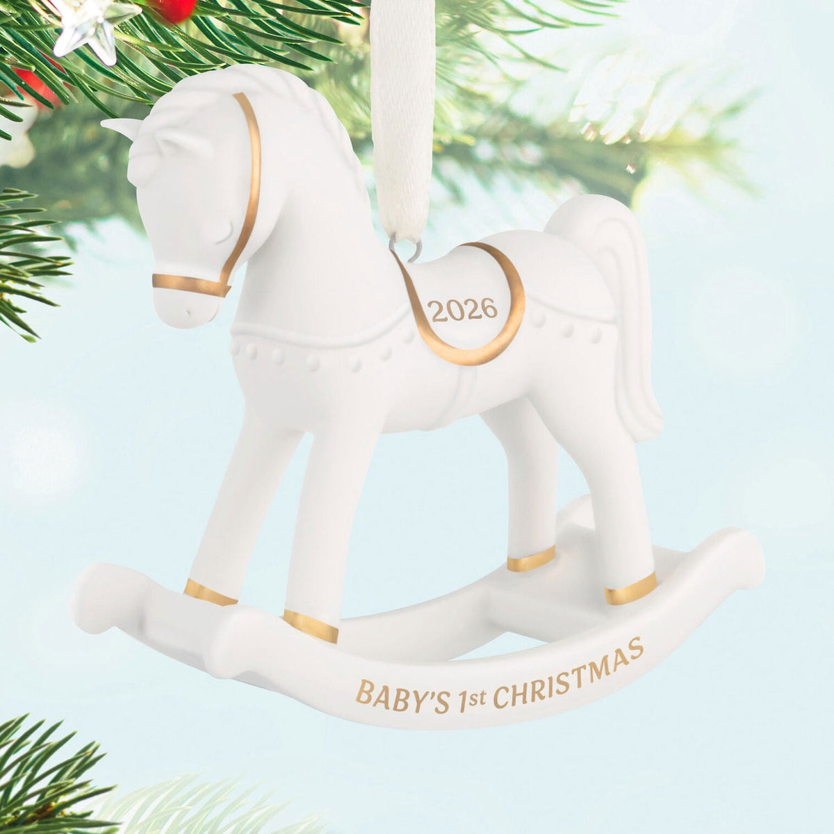  Keepsake 2026 Baby's First Christmas Rocking Horse Porcelain Ornament