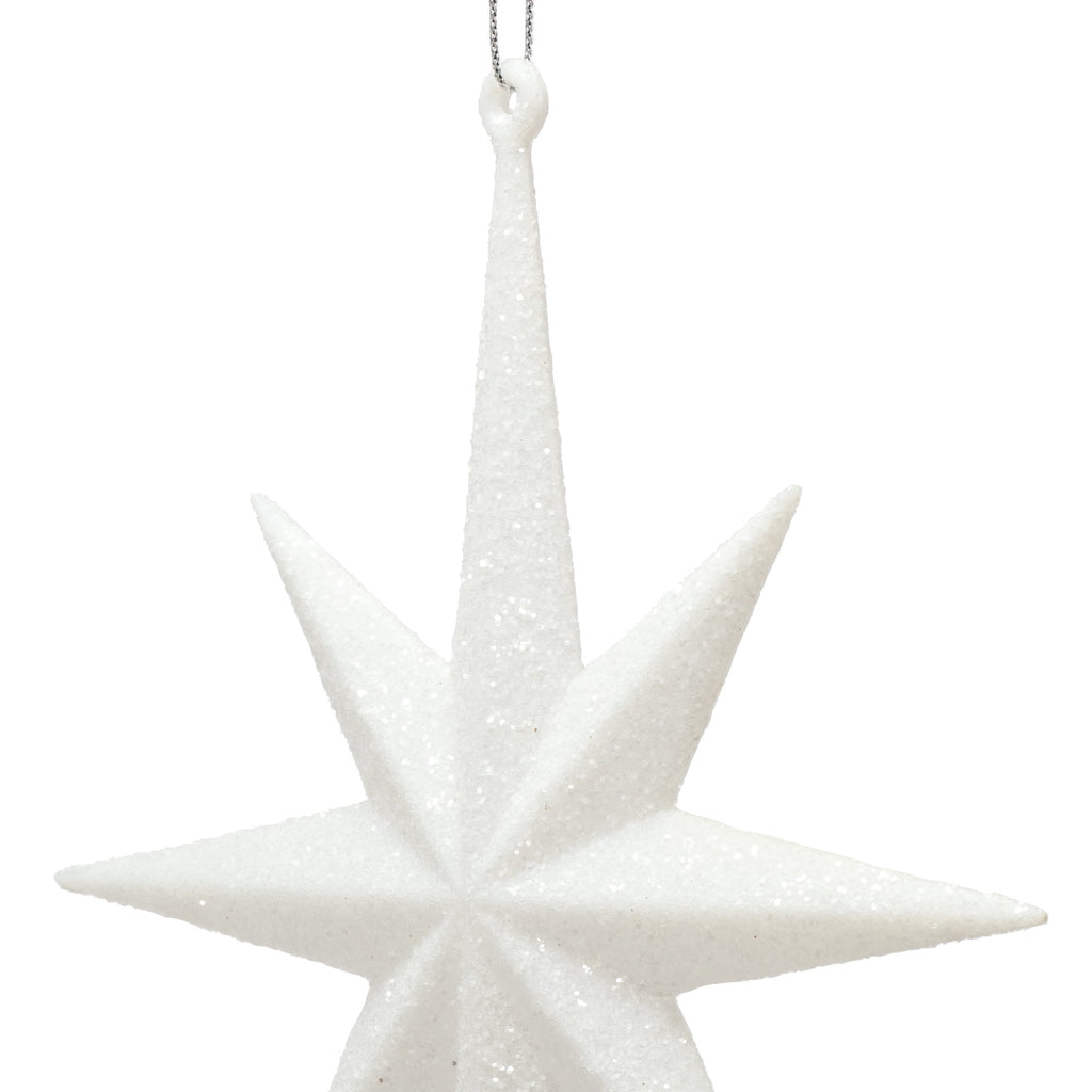 Vickerman 8" White Iridescent Glitter Bethlehem Star Christmas Ornament, 4 per Box