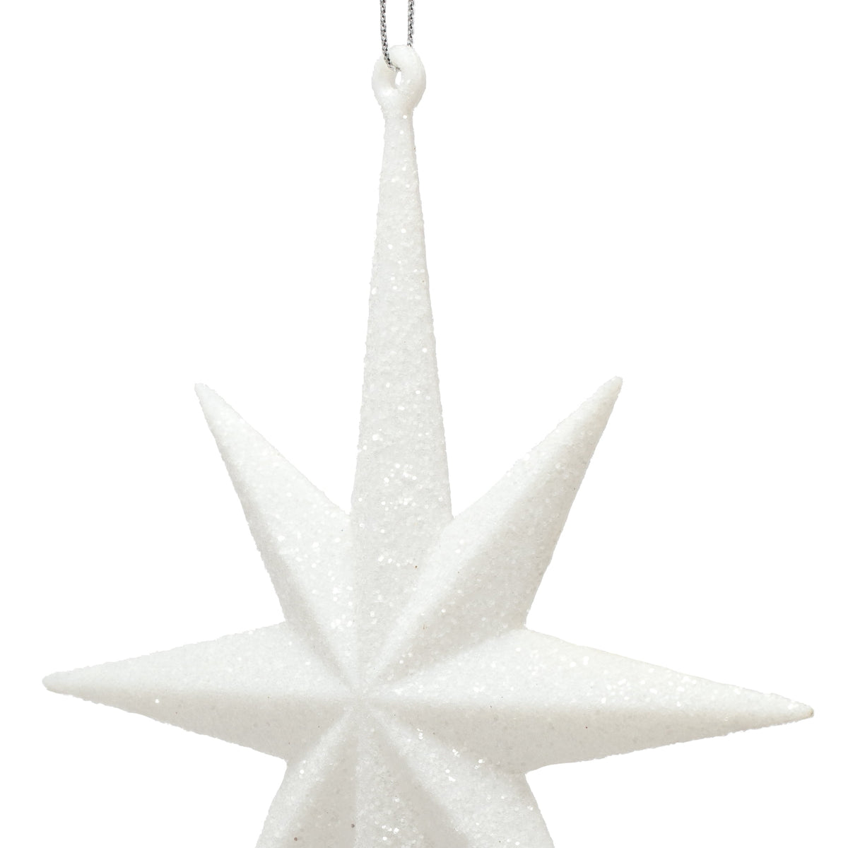 Vickerman 8" White Iridescent Glitter Bethlehem Star Christmas Ornament, 4 per Box
