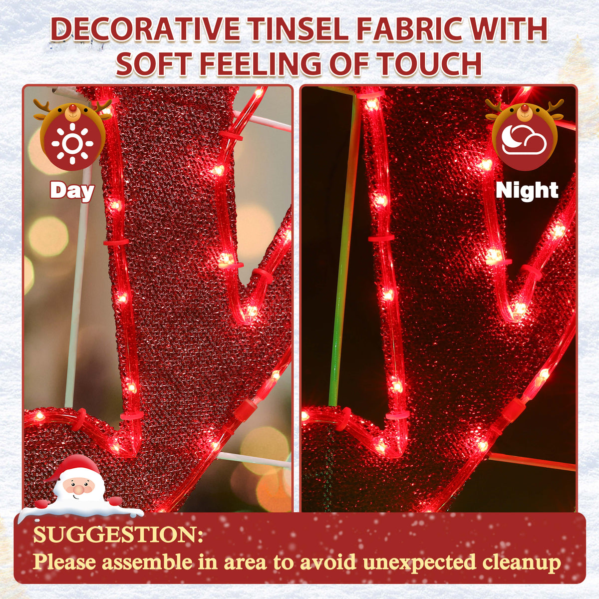 VEIKOUS 6ft Merry Christmas Sign, Lighted Xmas Decorations Indoor & Outdoor W/5-Meter Power Cord for Holiday Backyard Party